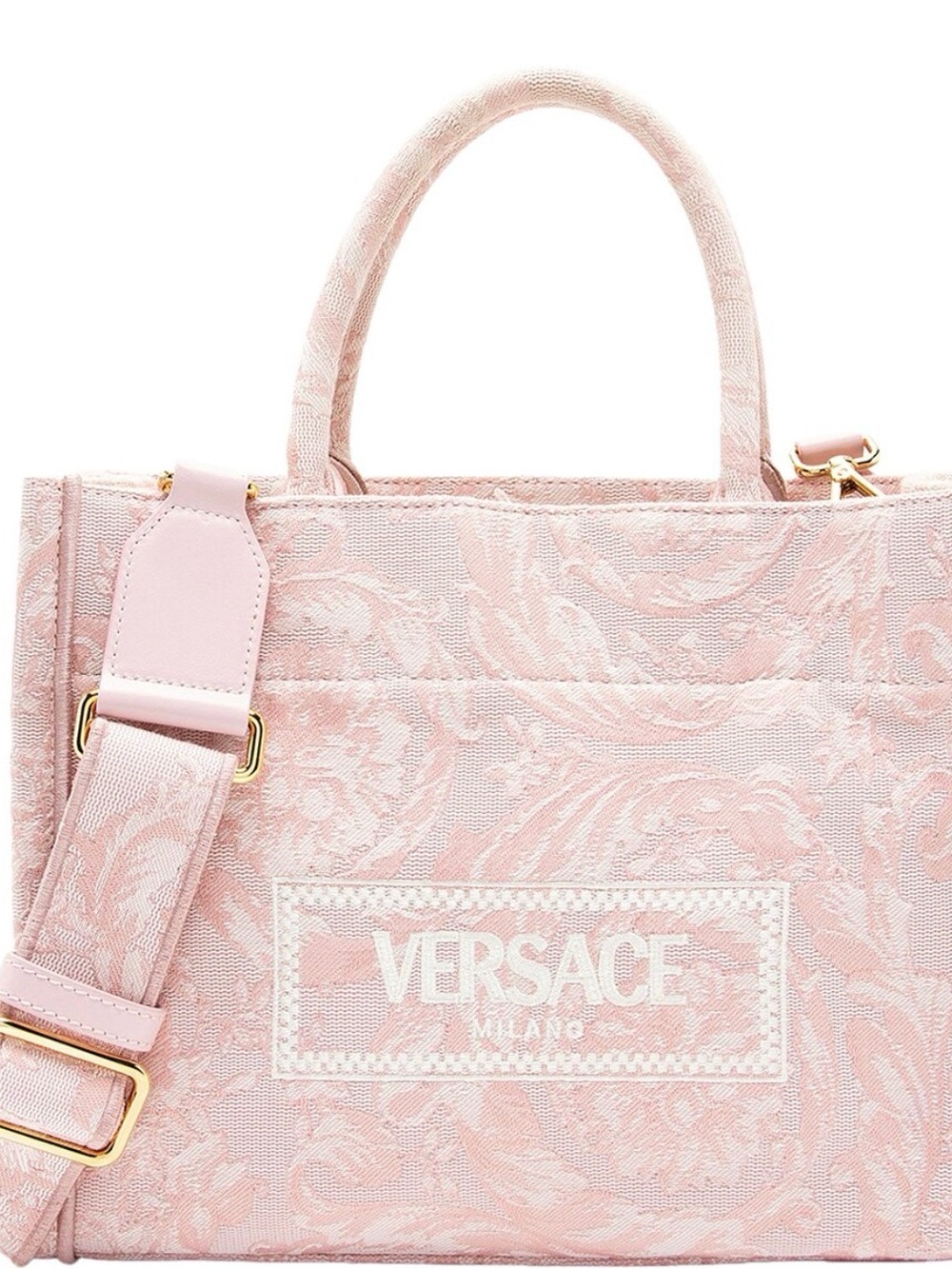 Versace Small Athena Tote Pink Jacquard